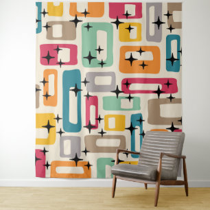 Retro Mid Century Modern Abstract Pattern Tapestry