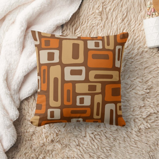 Retro Mid Century Modern Abstract Pattern Throw Pillow (Blanket)
