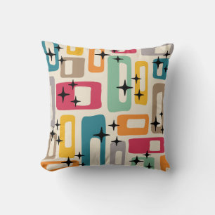 Retro Mid Century Modern Abstract Pattern Throw Pillow