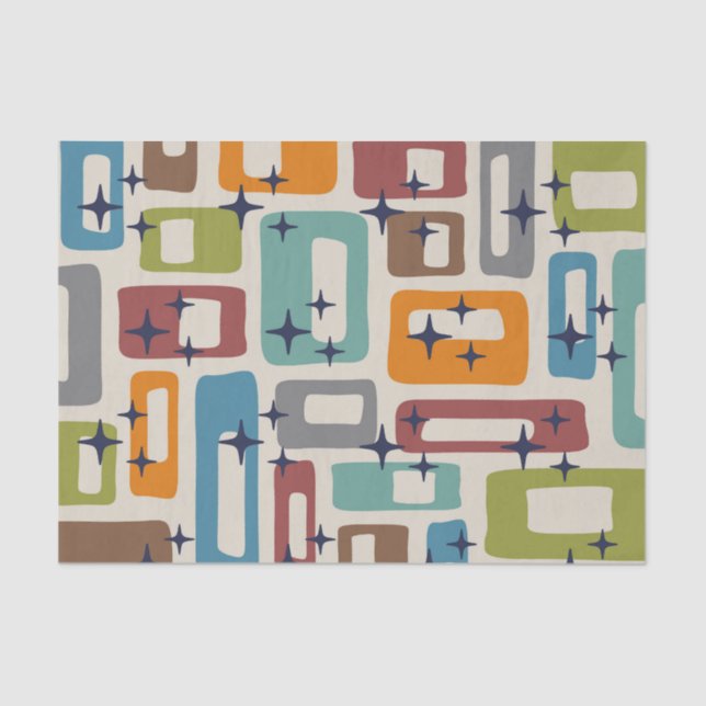 Retro Mid Century Modern Abstract Pattern Tissue Paper (Front)