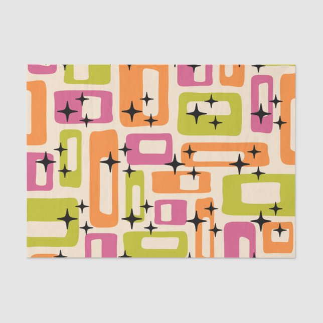 Retro Mid Century Modern Abstract Pattern Tissue Paper (Front)