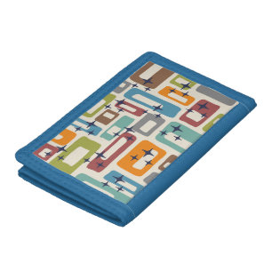 Retro Mid Century Modern Abstract Pattern Trifold Wallet