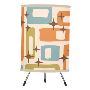 Retro Mid Century Modern Abstract Pattern Tripod Lamp
