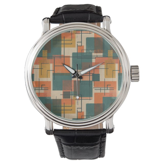 Retro Mid Century Modern Abstract Pattern  Watch (Front)
