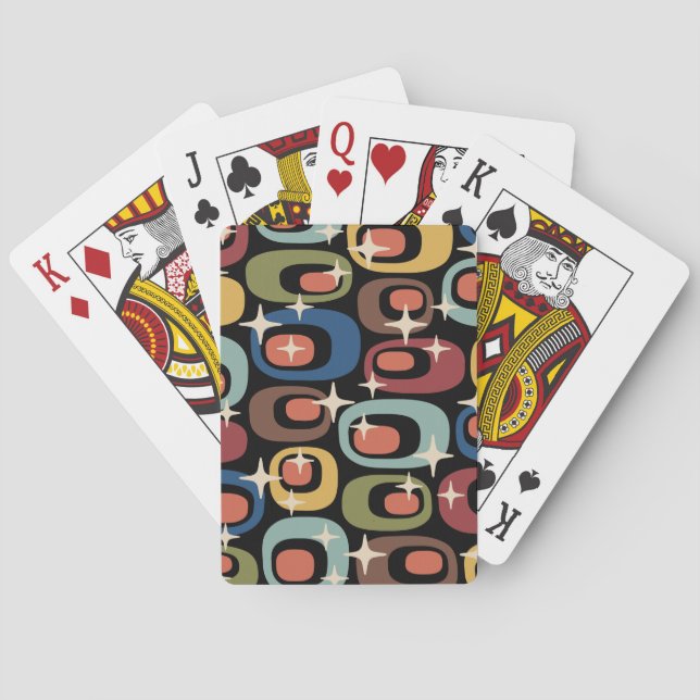 Retro Mid Century Modern Abstract Poker Cards (Back)