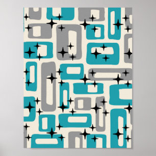 Retro Mid Century Modern Abstract Poster