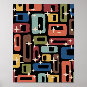 Retro Mid Century Modern Abstract Poster