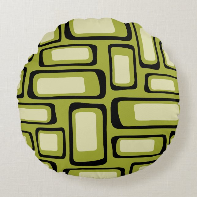 Retro Mid Century Modern Abstract Round Pillow (Front)