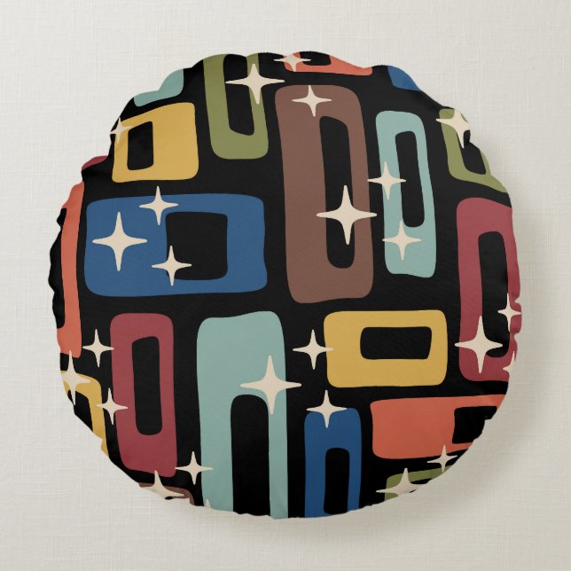 Retro Mid Century Modern Abstract Round Pillow (Front)