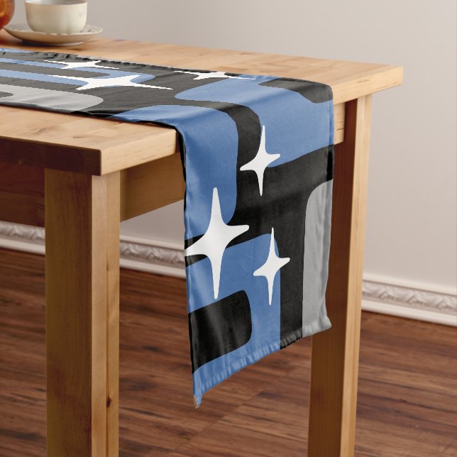 Retro Mid Century Modern Abstract Short Table Runner (In Situ)
