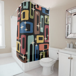 Retro Mid Century Modern Abstract Shower Curtain