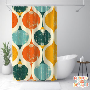 Retro Mid Century Modern Abstract Shower Curtain