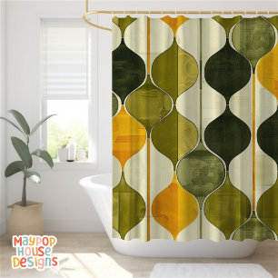 Retro Mid Century Modern Abstract Shower Curtain