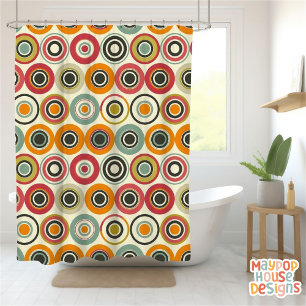 Retro Mid Century Modern Abstract Shower Curtain