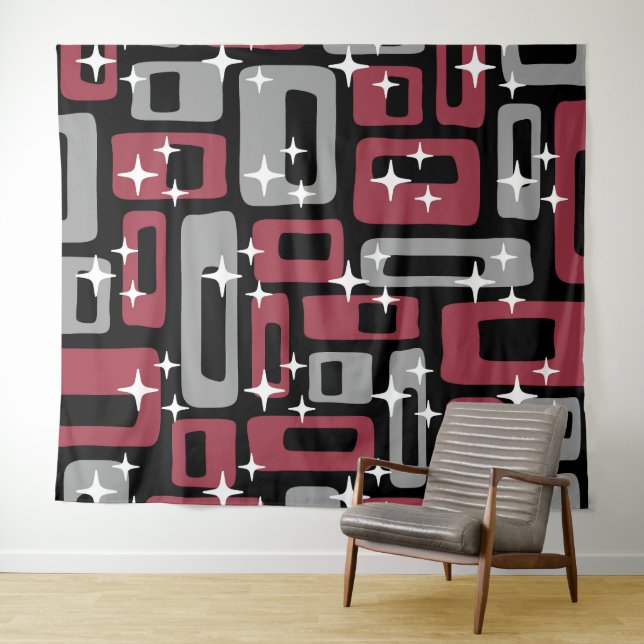 Retro Mid Century Modern Abstract Tapestry (In Situ (Horizontal))