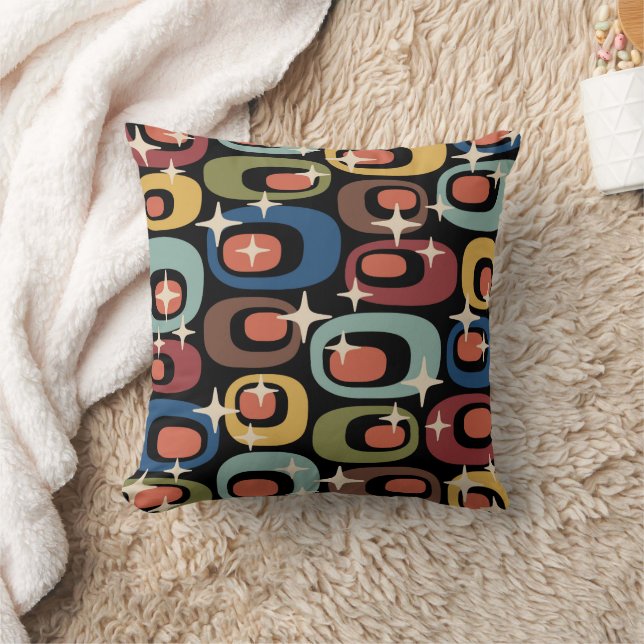 Retro Mid Century Modern Abstract Throw Pillow (Blanket)