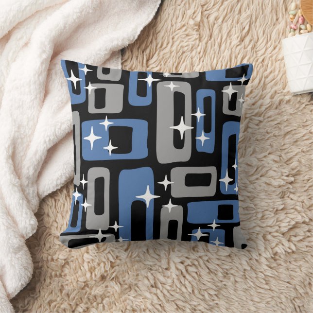 Retro Mid Century Modern Abstract Throw Pillow (Blanket)