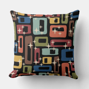 Retro Mid Century Modern Abstract Throw Pillow