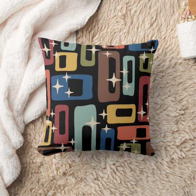 Retro Mid Century Modern Abstract Throw Pillow (Blanket)
