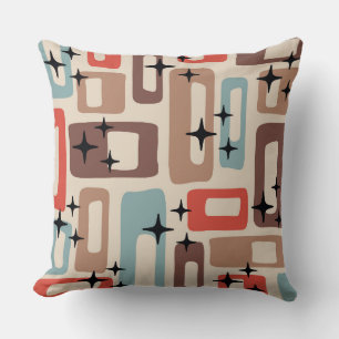 Retro Mid Century Modern Abstract Throw Pillow
