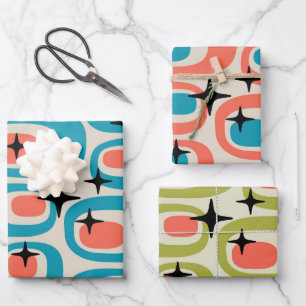 Retro Mid Century Modern Abstract Wrapping Paper Sheets