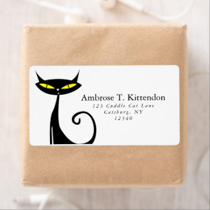 Retro Mid Century Modern Atomic 60s Black Cat Label