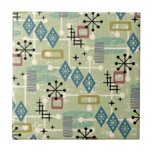 Retro Mid Century Modern Atomic Abstract Ceramic Tile