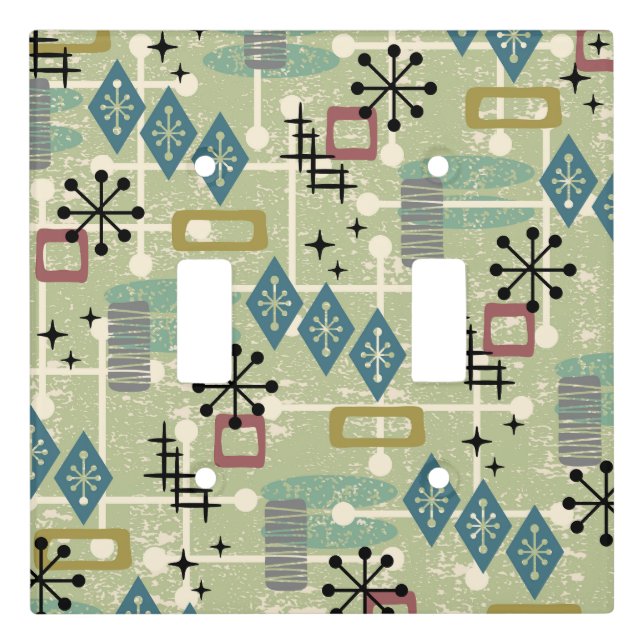 Retro Mid Century Modern Atomic Abstract Light Switch Cover (Front)