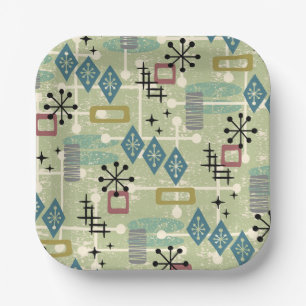 Retro Mid Century Modern Atomic Abstract Paper Plates