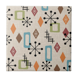Retro Mid Century Modern Atomic Abstract Pattern Ceramic Tile