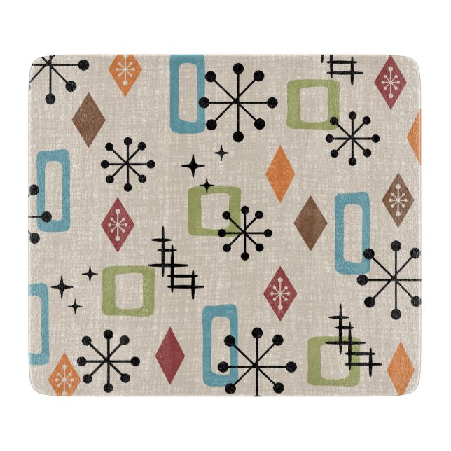 Retro Mid Century Modern Atomic Abstract Pattern Cutting Board (Front)