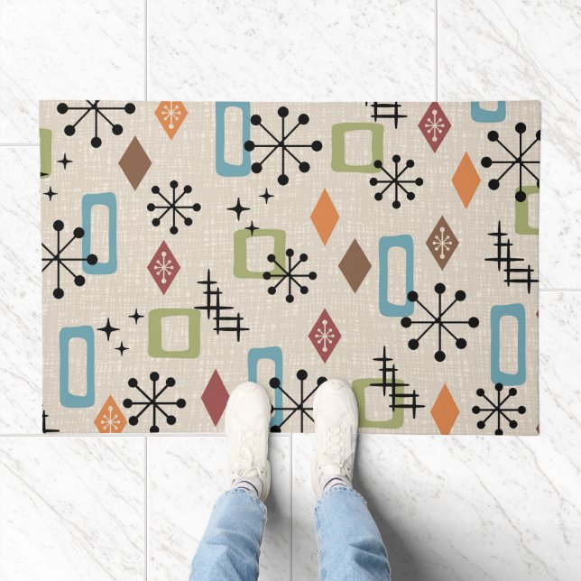 Retro Mid Century Modern Atomic Abstract Pattern Doormat (Indoor)