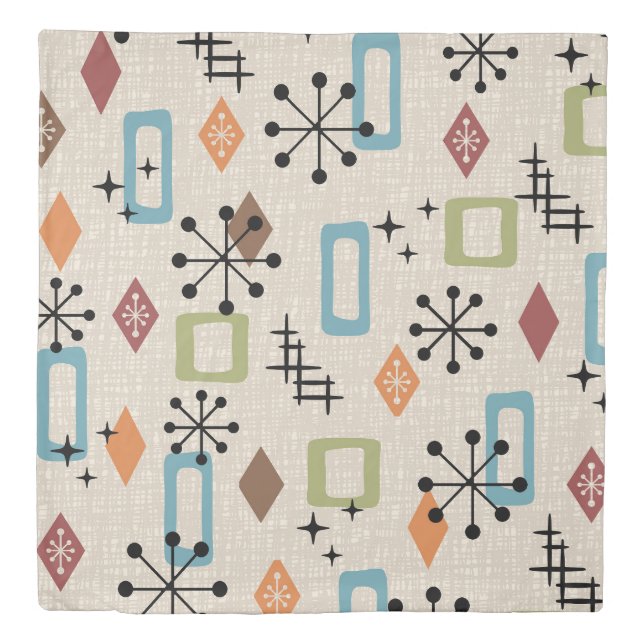 Retro Mid Century Modern Atomic Abstract Pattern Duvet Cover (Front)
