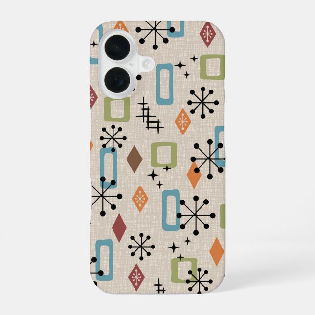 Retro Mid Century Modern Atomic Abstract Pattern Iphone Case (Back)