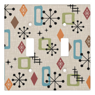 Retro Mid Century Modern Atomic Abstract Pattern Light Switch Cover