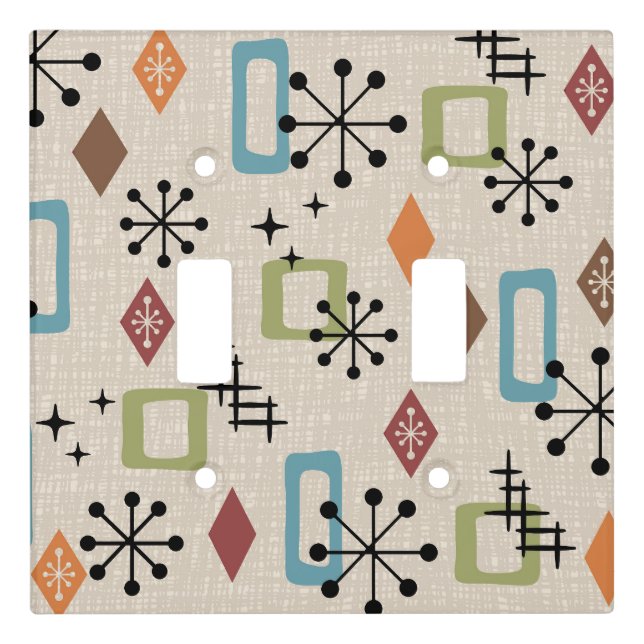 Retro Mid Century Modern Atomic Abstract Pattern Light Switch Cover (Front)