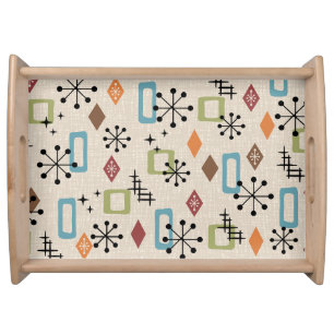 Retro Mid Century Modern Atomic Abstract Pattern Serving Tray