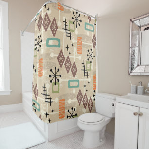 Retro Mid Century Modern Atomic Abstract Shower Curtain