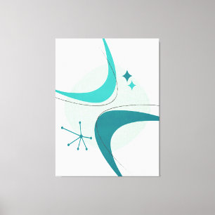 Retro Mid Century Modern Atomic Age 26 Aqua, Teal Canvas Print