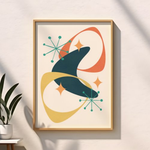 Retro Mid Century Modern Atomic Age Abstract Poster