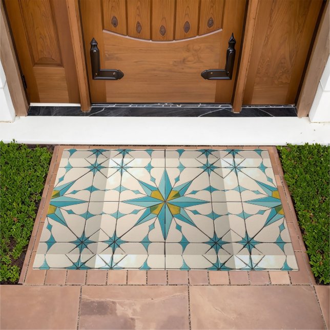 Retro Mid Century Modern Atomic Geometric Pattern Doormat (Outdoor)