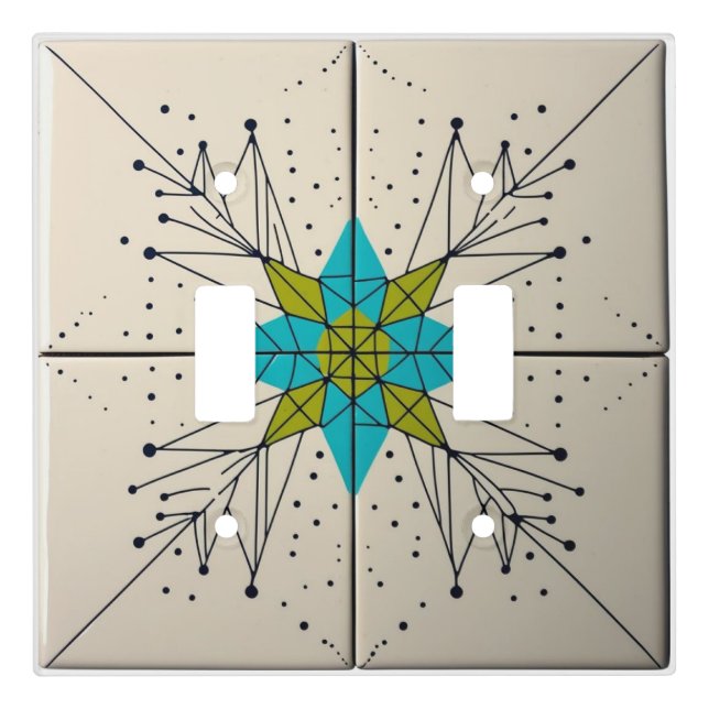 Retro Mid Century Modern Atomic Geometric Pattern Light Switch Cover (Front)