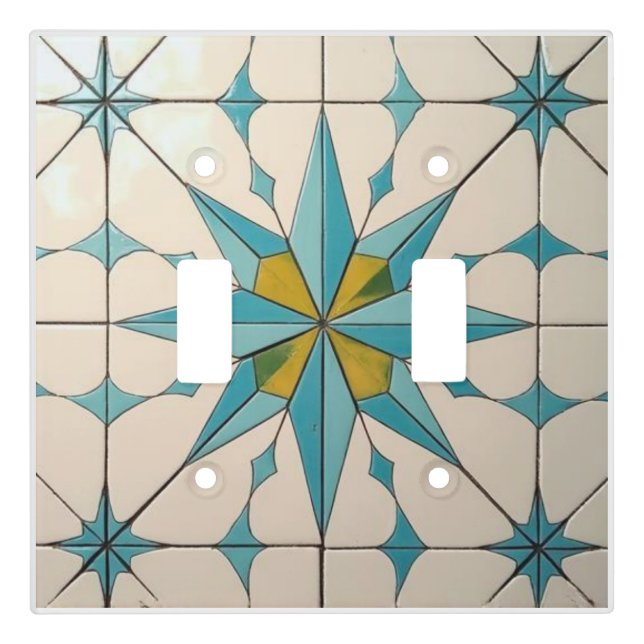 Retro Mid Century Modern Atomic Geometric Pattern Light Switch Cover (Front)