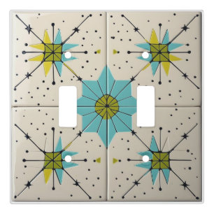 Retro Mid Century Modern Atomic Geometric Pattern Light Switch Cover