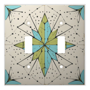 Retro Mid Century Modern Atomic Geometric Pattern Light Switch Cover