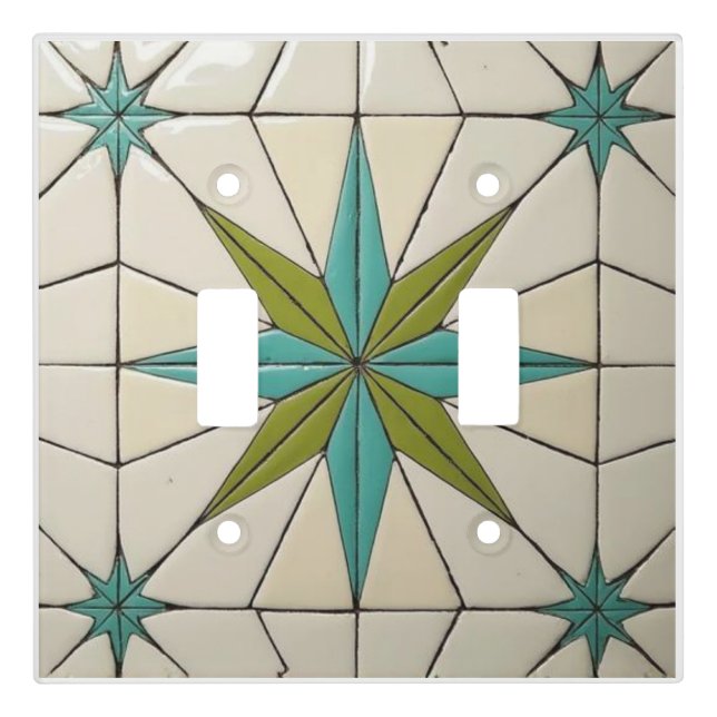 Retro Mid Century Modern Atomic Geometric Pattern Light Switch Cover (Front)