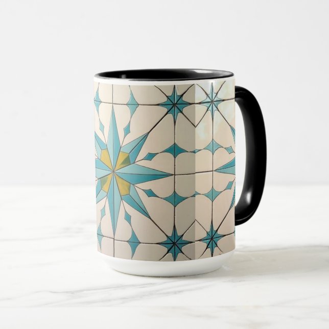 Retro Mid Century Modern Atomic Geometric Pattern Mug (Front Right)