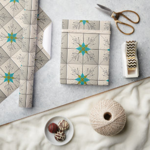 Retro Mid Century Modern Atomic Geometric Pattern Wrapping Paper