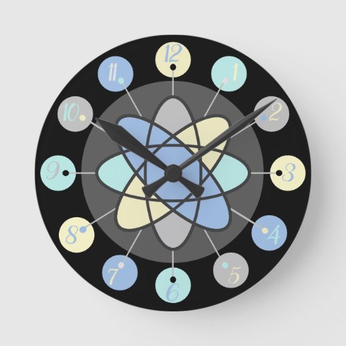 Retro Mid Century Modern Atomic Model Starburst Round Clock