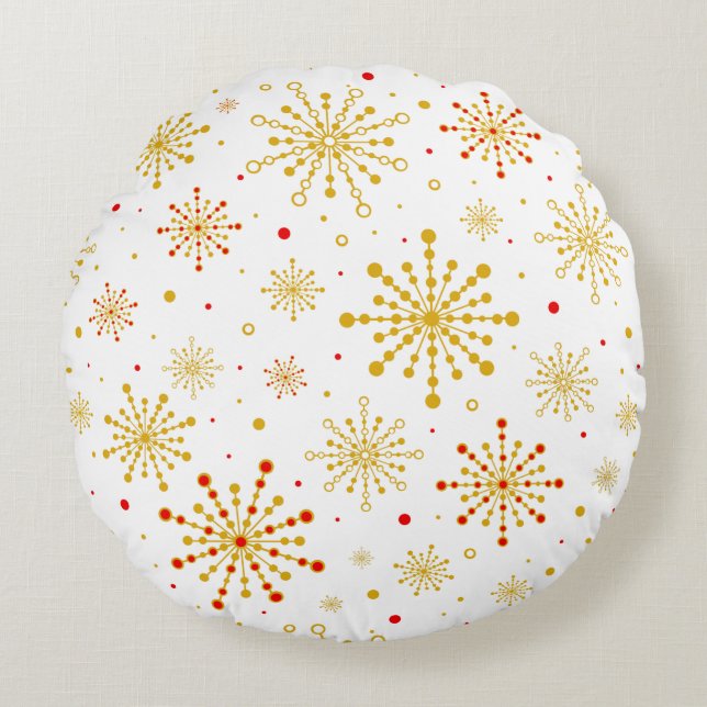 Retro Mid-Century Modern Atomic Round Pillow (Front)